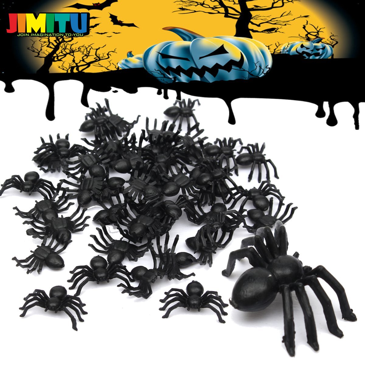 50 Stks/set Halloween Decoratieve Spinnen Kleine Zwarte Plastic Nep Spider Speelgoed Grappige Grap Prank Realistische Props