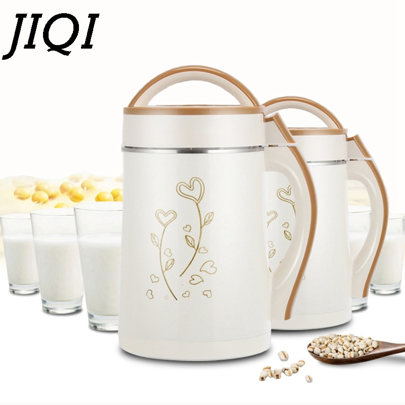 JIQI 2L Soymilk Machine Household Soyabean Milk Maker Stainless Steel Filter-free Heating Soy Beans Milk Juicer Grain Grinding