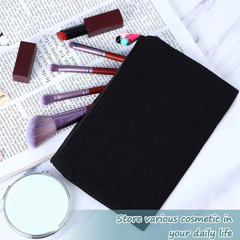 50Pcs Canvas Cosmetic Bag with Zipper Bag Bag Plain Cosmetic Bag Blank DIY Stationery Cosmetic Craft Bag