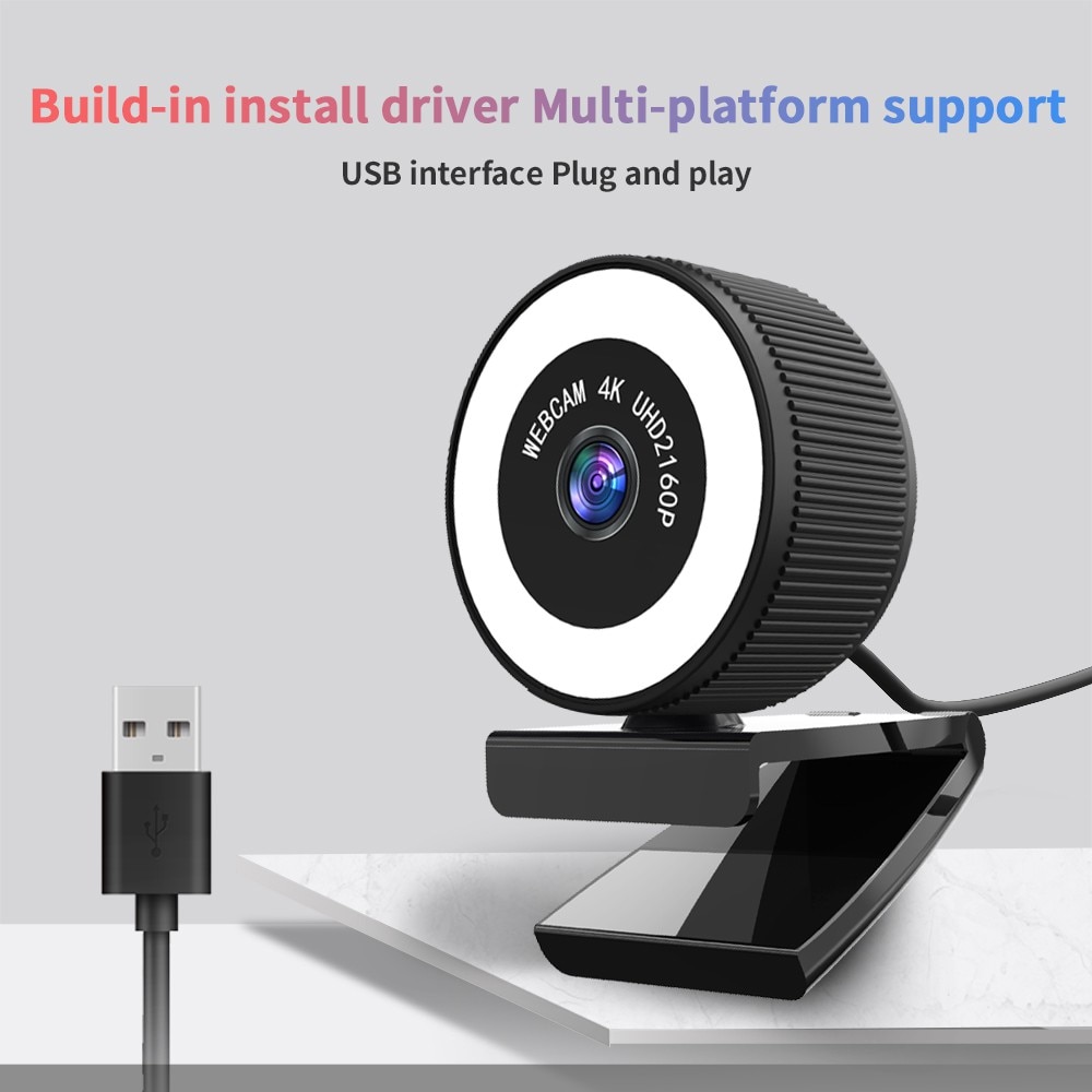 TISHRIC C160 4K Webcam 1080P 30fps Full HD USB Web Camera With Microphone for Computer web Cam Webcam 8M Pixel Meeting Living