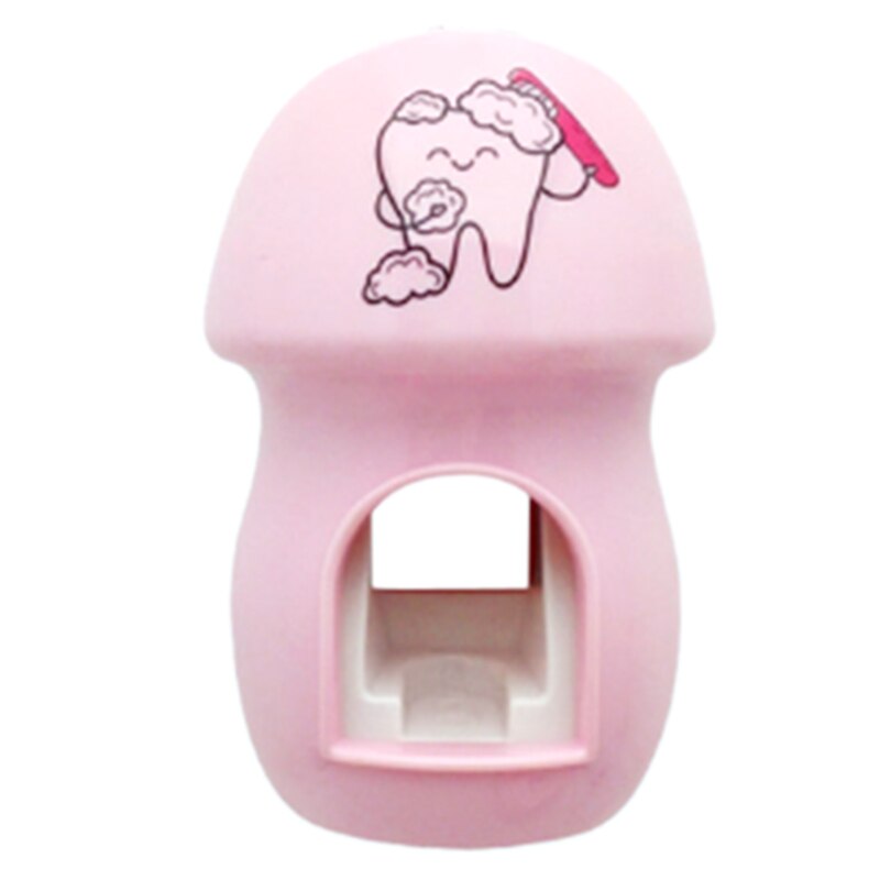 Pink Toothbrush Holder Automatic Toothpaste Dispenser Set Kids Hands Free Toothpaste Squeezer for Family Washroom Bathroom