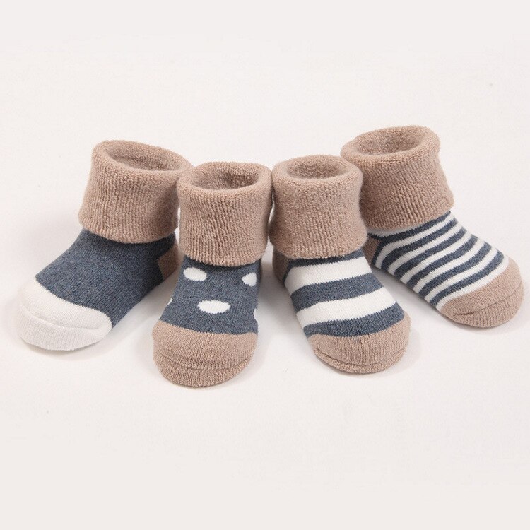 Kinderen Dikke Badstof Sokken Herfst En Winter Pluche Sokken 0-1-3 Jaar Oud 4 Paar/veel Baby Sokken Mannen En Vrouwen Baby Sokken: 4 / S
