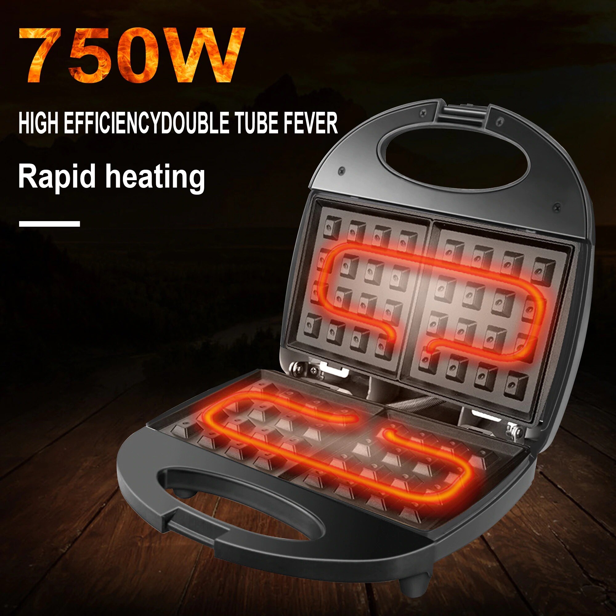 Máquina eléctrica para hacer Waffles, utensilio para hacer sándwiches de hierro de 750W, horno de huevo de burbujas, pasteles de nogal, para hacer el desayuno, pequeños electrodomésticos