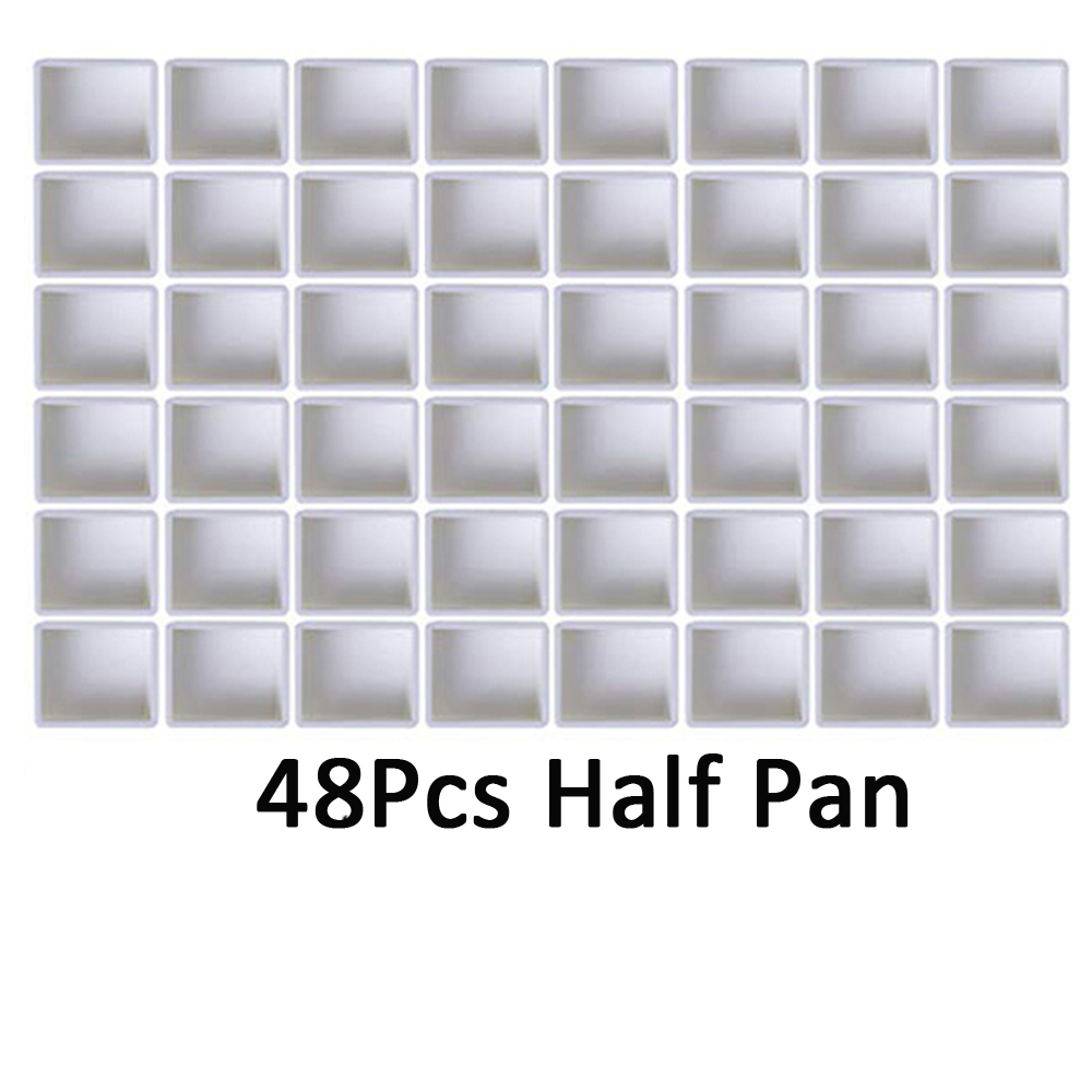 Empty Full/Half Pan White Plastic Paint Watercolor Grid Half Pans Artists Palette Paints Box Art Supplies: Half Pan 2ml 48pcs