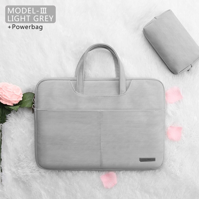 Laptop Tasche 13,3 15,6 14 zoll Wasserdichte Notebook Tasche Für Macbook Fall M1 Air Pro 13 15 Huawei Schulter handtasche Aktentasche: LIGHT GREY 3 SETS