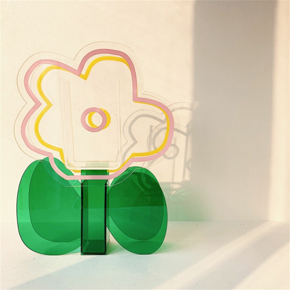 1 Piece Ins Acrylic Color Vase Geometric Shape Hydroponic Plant Stand Multicolor Flower Container Flower Arrangement Home Decor