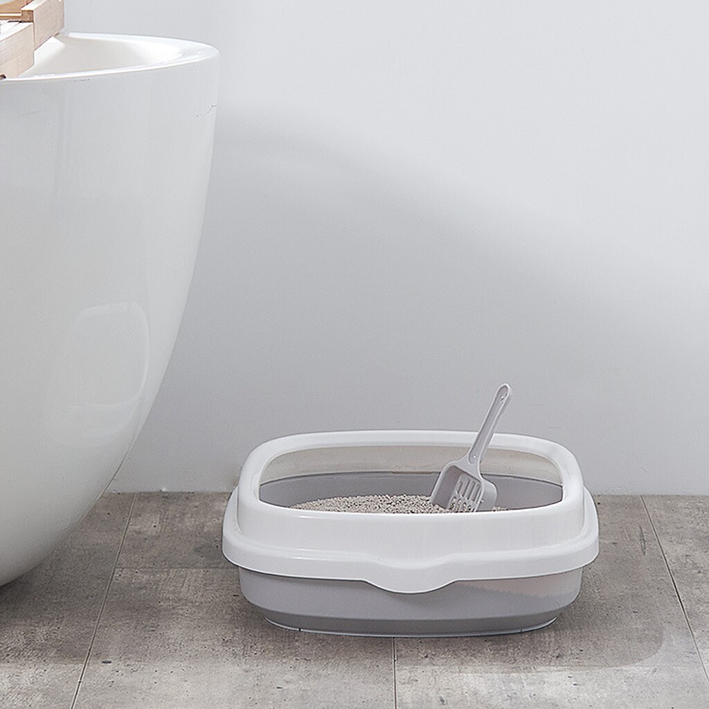 Cat Litter Box Litter Tray Easy Clean Detachable Rim Toilet Sand Box Bedpan