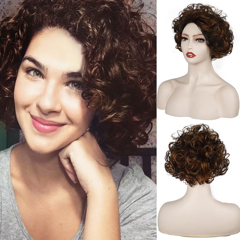 Synthetic Wig Wig Female Short Curly Hair Fluffy Natural Hair High Temperature Silk Transform Styling Wig: 1B/27HL