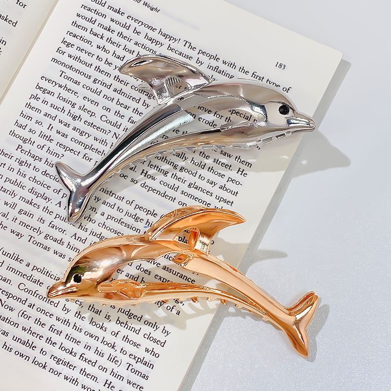 Nuevas mujeres oro plata forma de delfín Metal pinza para el cabello señora Color sólido Clip diadema horquilla accesorios para el cabello de