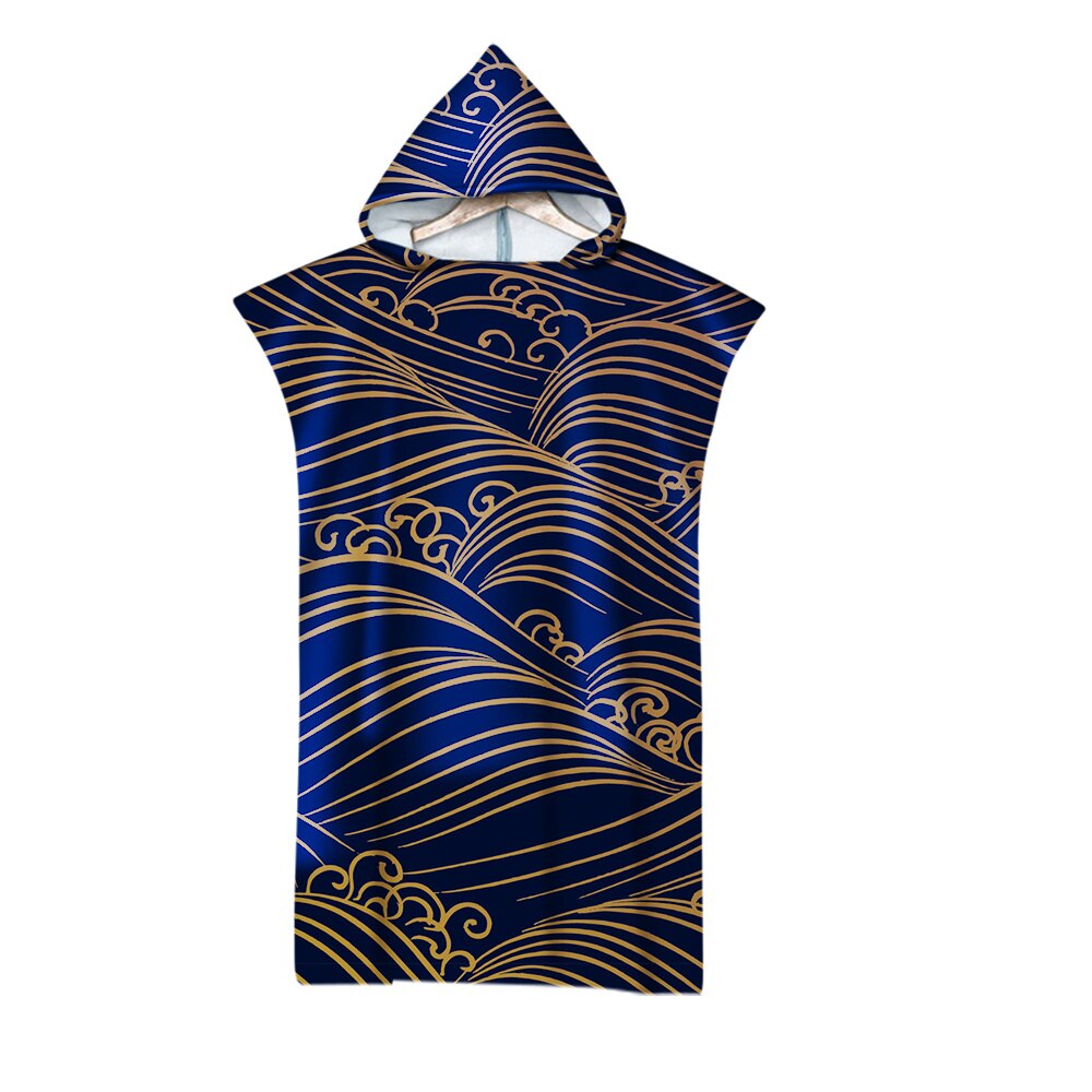 3D Waves Pattern Printed Beach Towel Adults Soft Hooded Bath Towels: 1