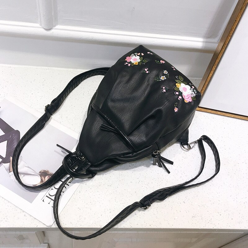 ethnisch gestickt Rucksack Frauen's lässig Reisen Dual-benutzen klein Rucksack gestickt Brust Tasche