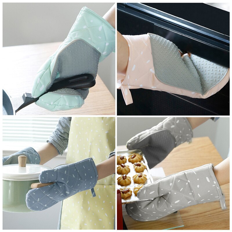 Guantes antideslizantes de algodón para horno y microondas, guantes resistentes al calor antideslizantes, guantes para barbacoa, guantes de cocina, guantes de cocina 1 Uds.