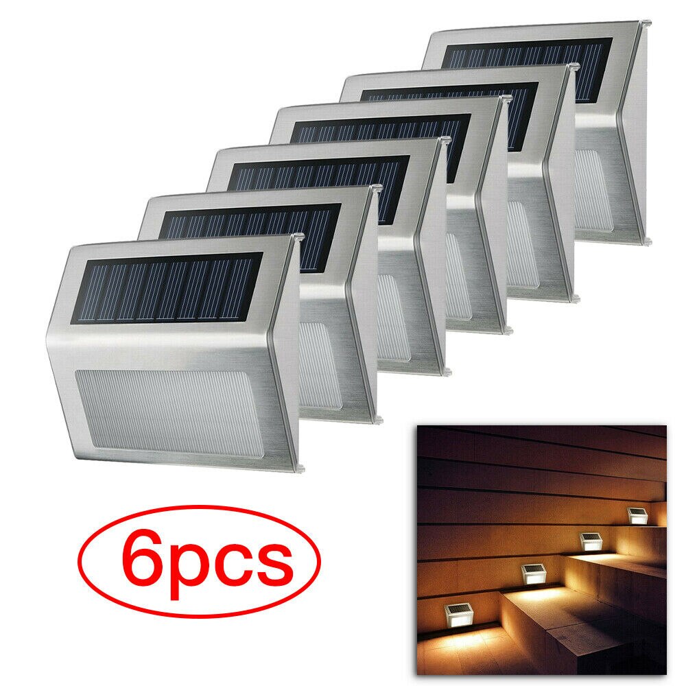 Wakyme 3 Led Solar Light Buiten Waterdichte Solar Lamp Rvs Zonne-energie Zonlicht Voor Tuin Decoratie Path Trap: 6 pieces / Warm Light