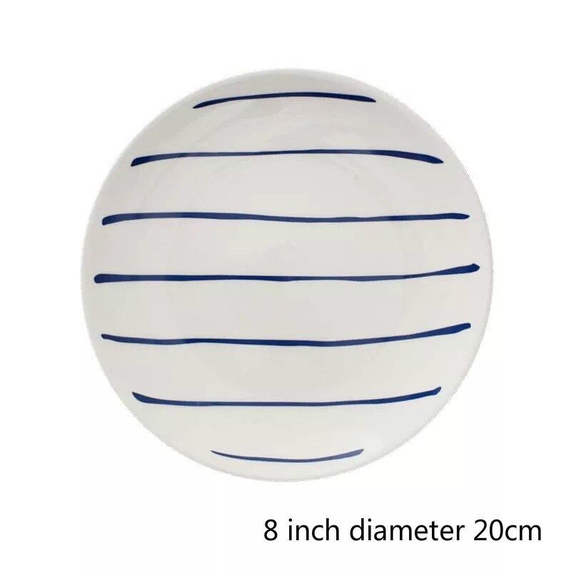 Creatieve Japanse Keramische Plaat Lage Bone China Schotel Set Brief Eenvoudige Paar Ontbijt Plaat: Style J