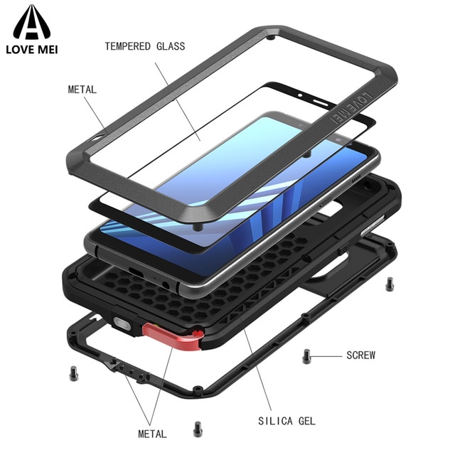 AMORE MEI Potente Cassa Del Metallo Per Samsung Galaxy A70 Cassa di Alluminio Impermeabile Antiurto Copertura per Samsung A70 Gorilla di vetro UN 70