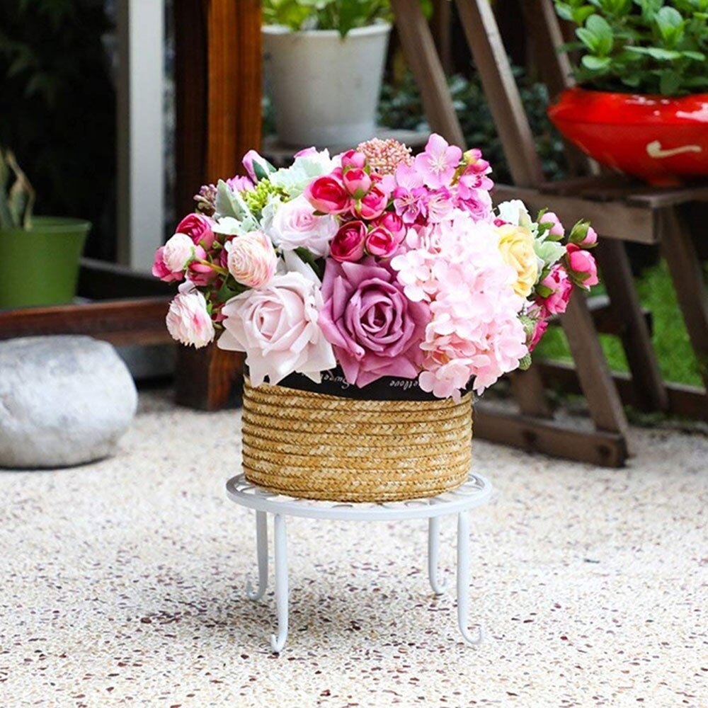 Schmiedeeisen Anlage Stehen Blume Stehen Balkon Blumentopf Gestell dauerhaft Runde Metall Regal Hause Garten Innen Anzeige Bonsai Halfter