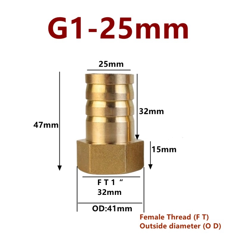 Raccordi per tubi in ottone 8 10 12 14 16 19 25 32mm Tubo flessibile Barb Tail 3/4 1 pollice BSP Filettatura femmina Connettore Giunto Adattatore accoppiatore in rame: Viola / 1/4 ''