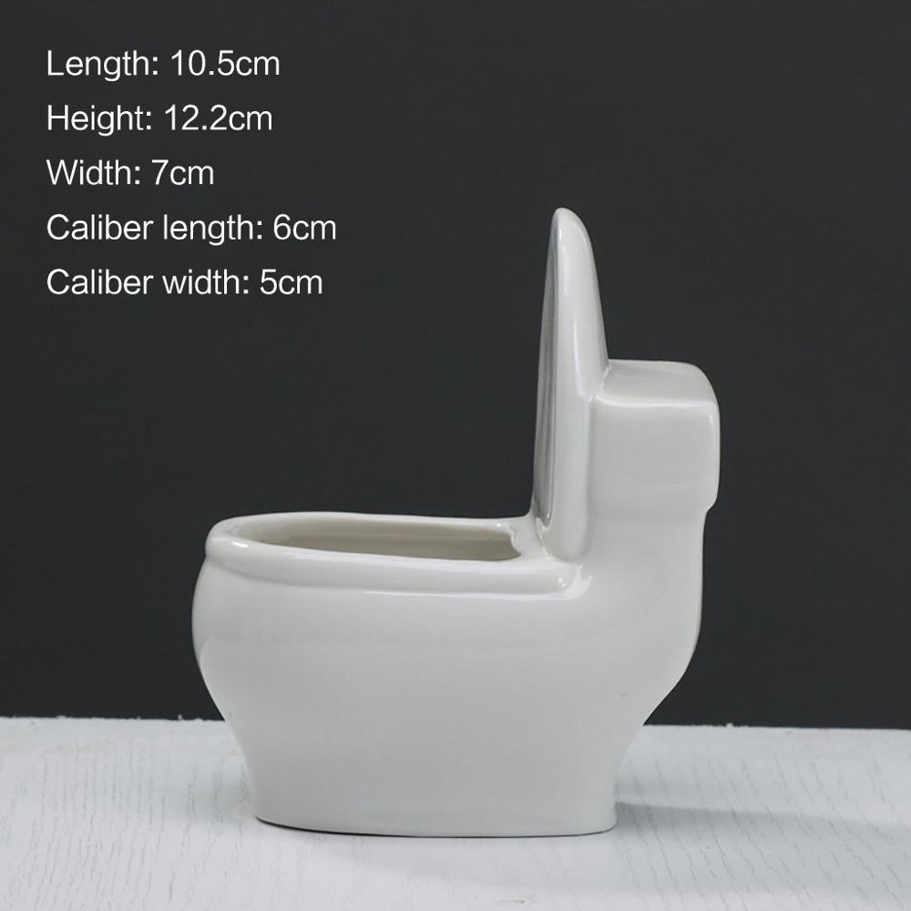 White Ceramic Toilet Flower Pot DIY Planter for Succulents Plants Gardening Small Flowerpot Home office decor