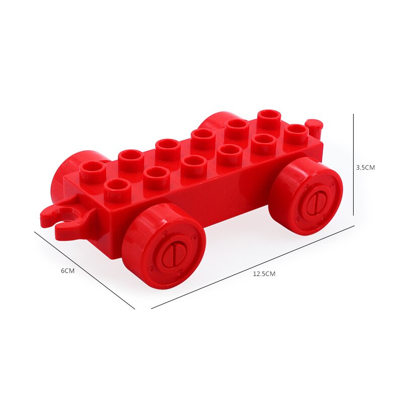 Trasporto ferroviario blocchi di costruzione di grandi dimensioni nuovi accessori pista creativa assemblare giocattoli per bambini mattoni treno urbano compatibile: Red trailer