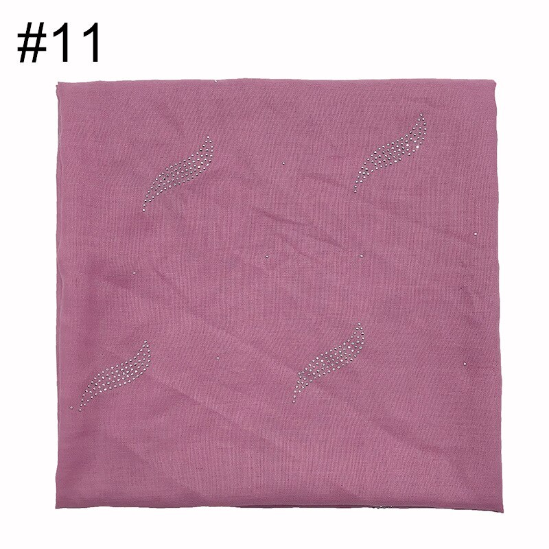 1PC musulman foulard bandana solide écharpe chaude strass châles carré pashmina femmes populaire silencieux islamique hijab: 11
