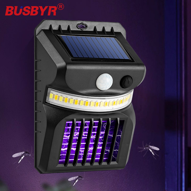 Nueva lámpara LED de pared solar, lámpara antimosquitos 2 en 1, LED para exteriores, detección inteligente de cuerpo humano, lámpara de pared para jardín al aire libre