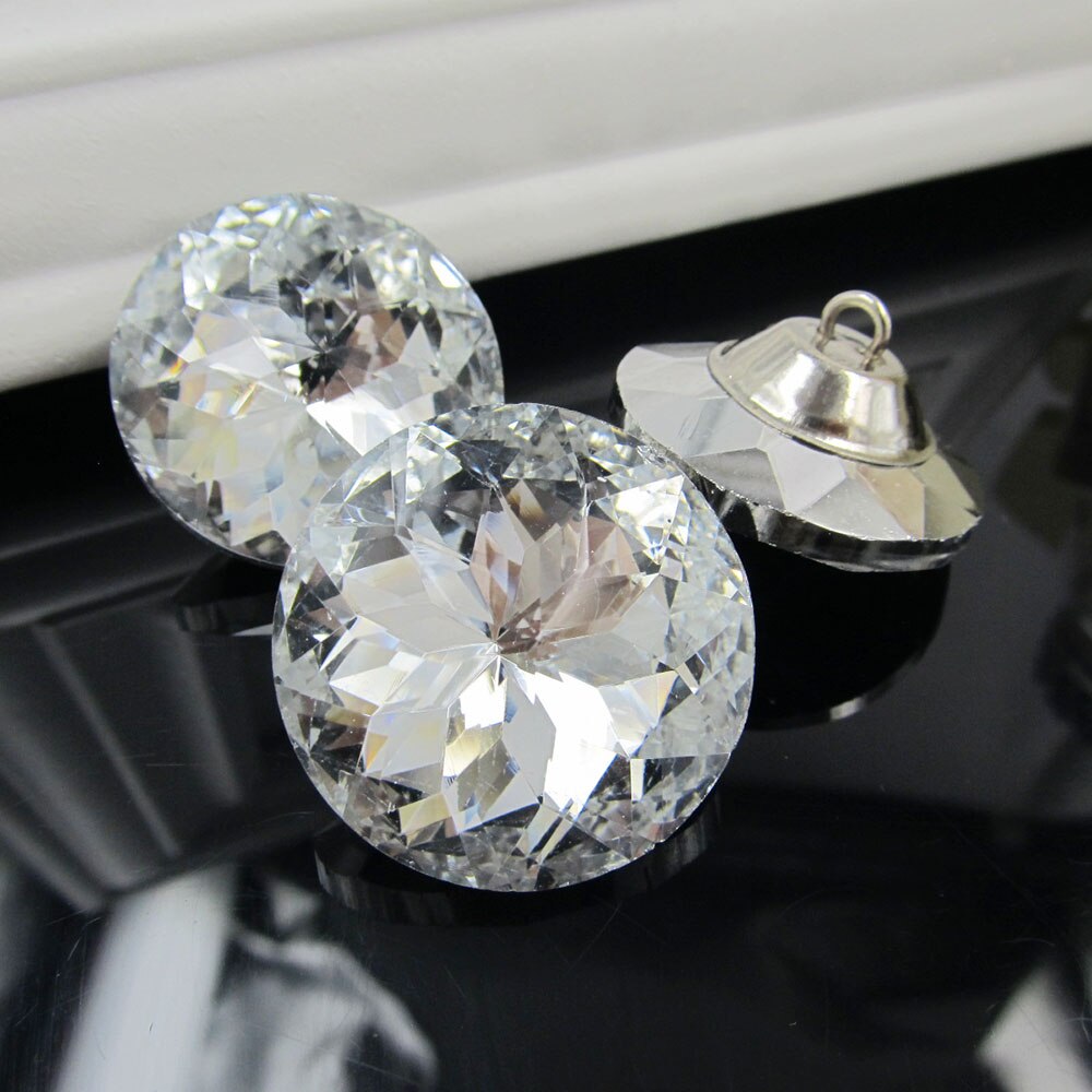 30mm crystal rhinestones knop, 5 stks/partij, grote decoratieve kledingstuk glas knop, grote kristal knop kledingstuk accessoires jas knop