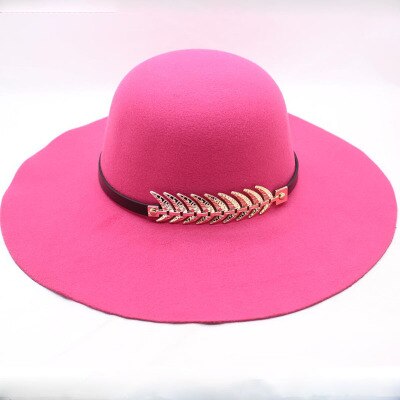 Kvinders hat kasket kvinde klassisk retro jazz varm damer fedora spand bomuld søde kasketter bred skygge top solhat trendy vintage: Rosenrød