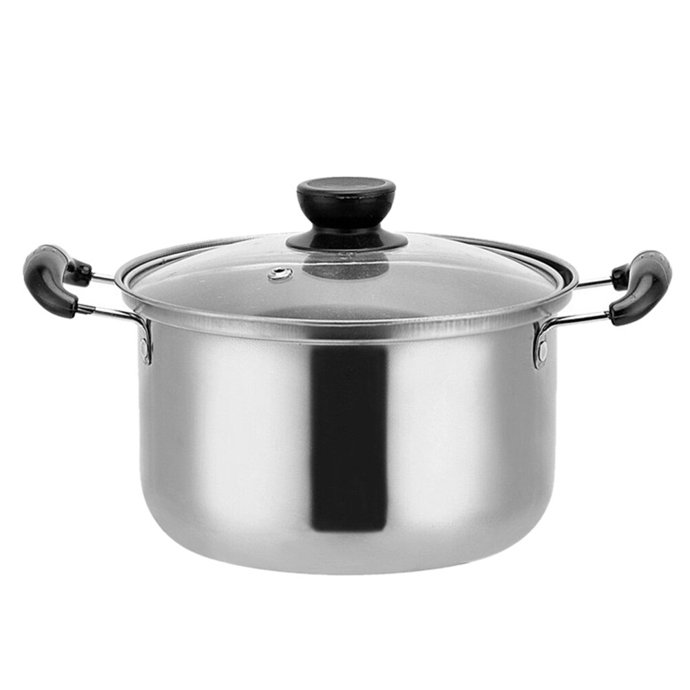 1pc Stainless Steel Soup Pot Multifunctional Pot Practical Pot with Glass Lid