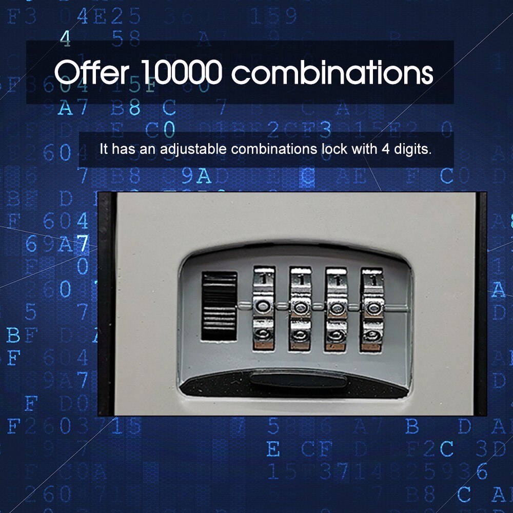Key Storage Lock Box 4-Digit Combination Lock Box Wall Mounted Lock Box Key Safe Box Security Key Holder