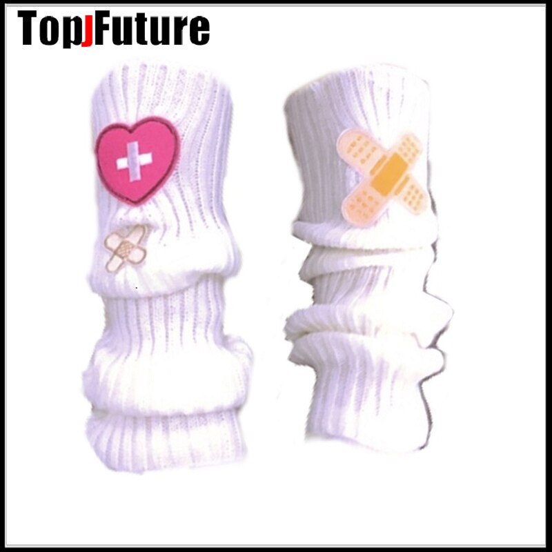 Calcetines largos de punto para mujer, medias elásticas hasta la rodilla, cálidas, estilo gótico, Hip-hop, Rock, Punk Skull / Love Heart,: white1