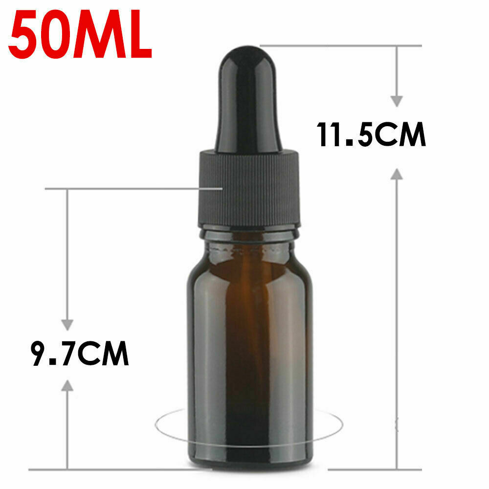30-100ML Amber Glass Empty Bottle With Dropper Essential Oils Bottle Liquid Dropper Reagent Refillable Bottle Cosmetic Container: 50ml