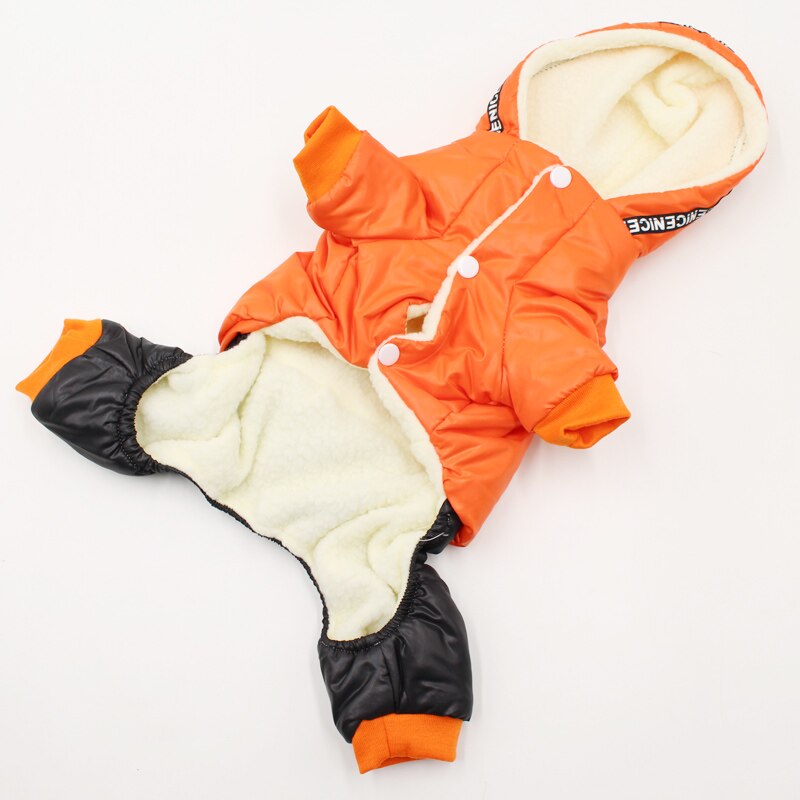 Orange/grøn efterår vinter hundetøj fire ben hundefrakke til små mellemstore kæledyr skinnende broderede hunde jumpsuit 10e