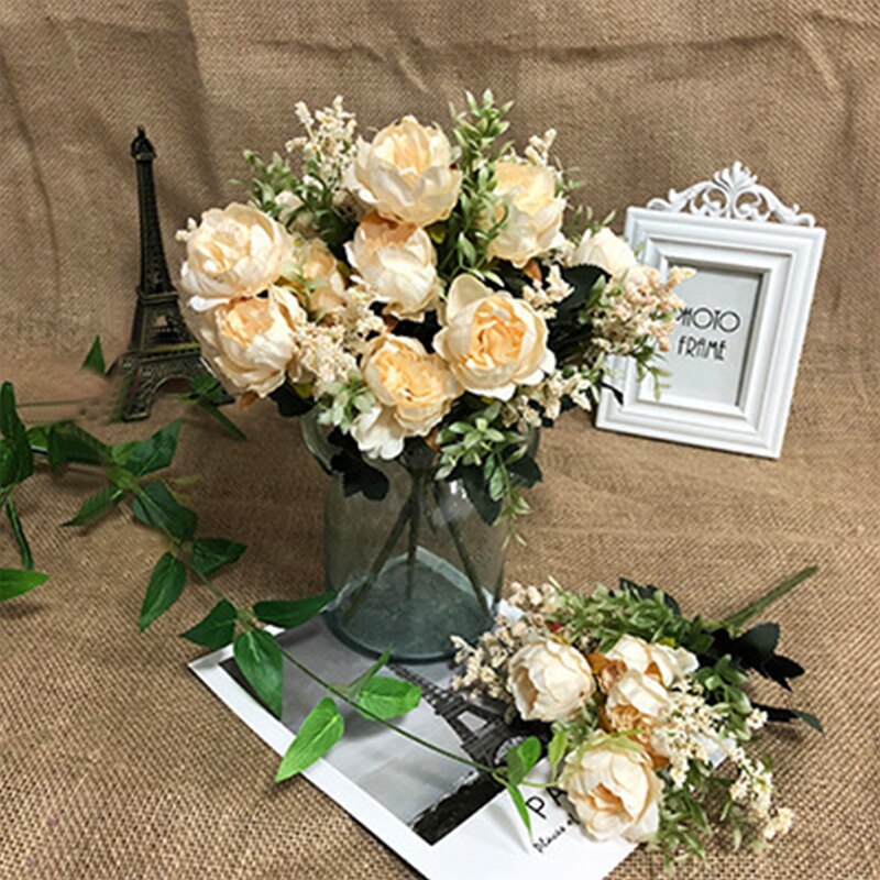 1Pc Kunstmatige Pioen Bloemen 32Cm Bloemen Boeket Decoratieve Nep Planten Voor Diy Wedding Festival Party Decoratie: C-1pc