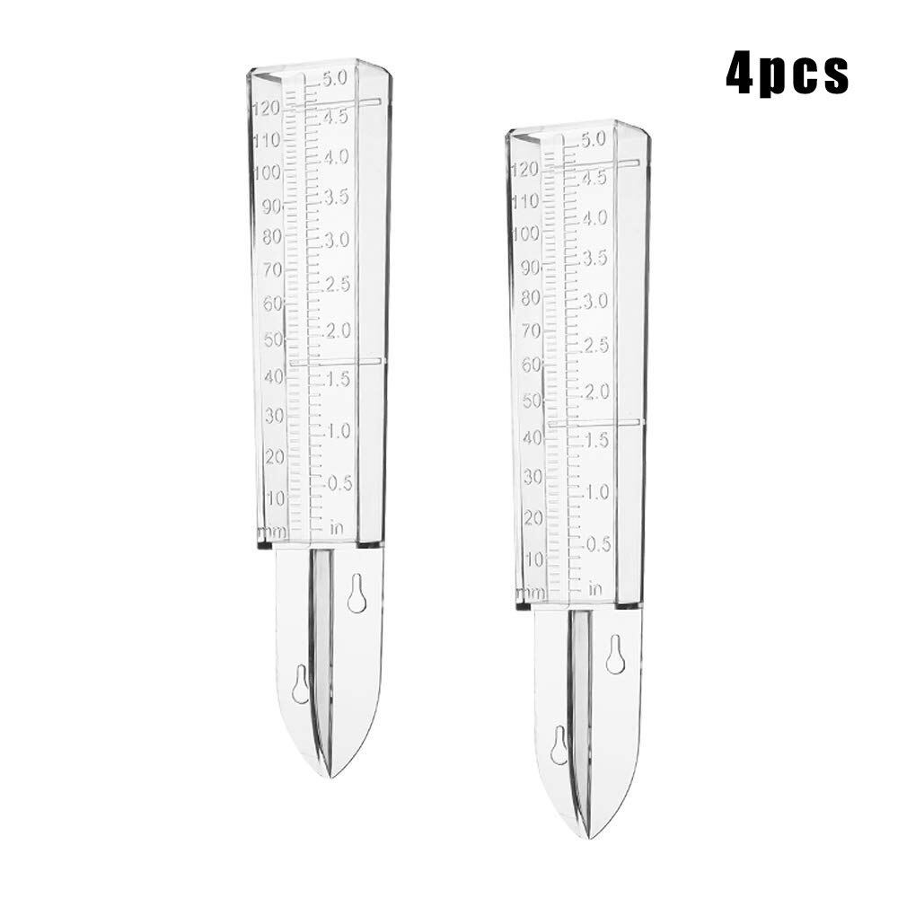 Plastic Rain Gauge Clear Rain Water Meter Measuring Device for Garden Lawn GQ999: 4pcs