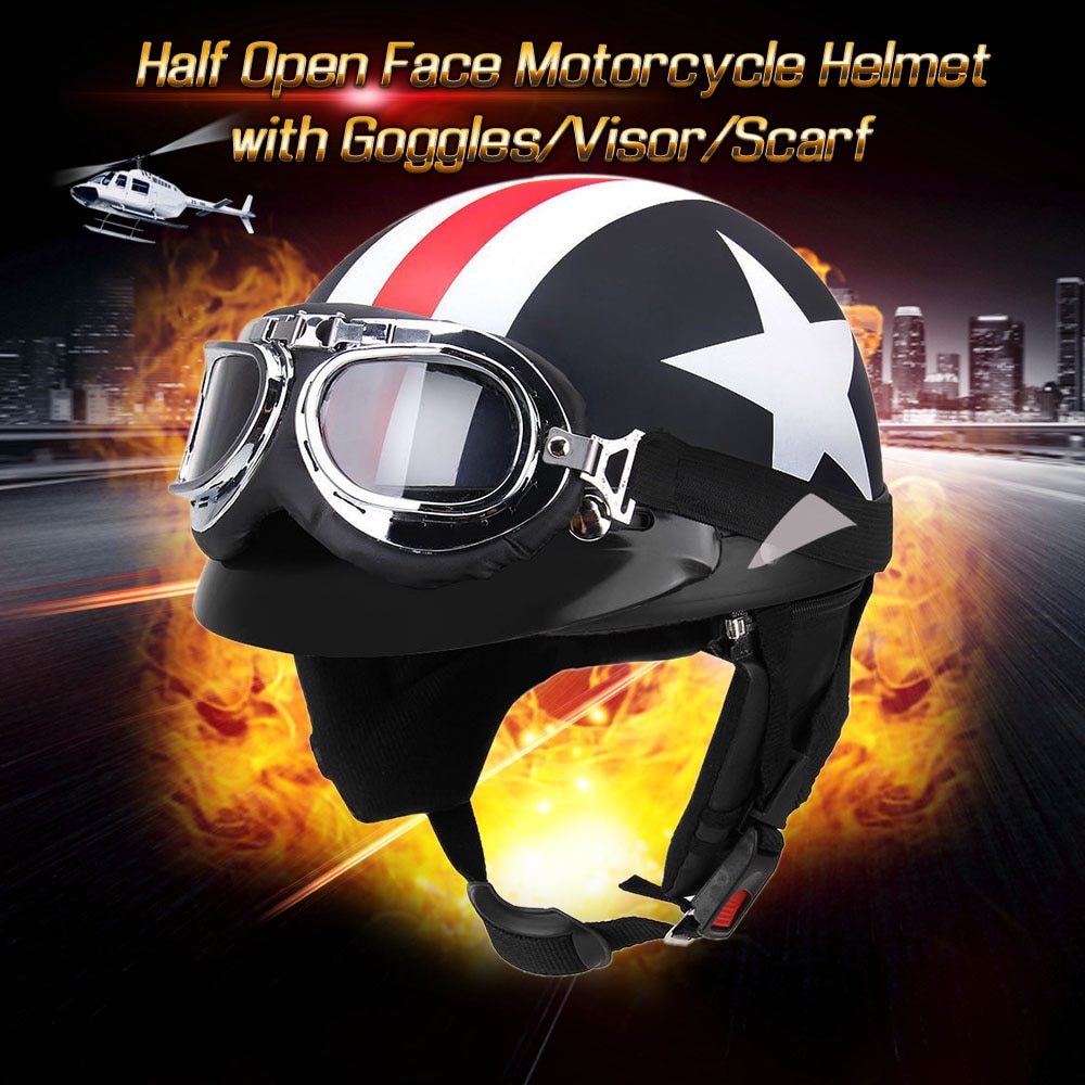 Half Open Gezicht Vintage Moto Rcycle Helm Half Helm Retro Moto Casco Capacete Moto Ciclistas Capacete Met Bril