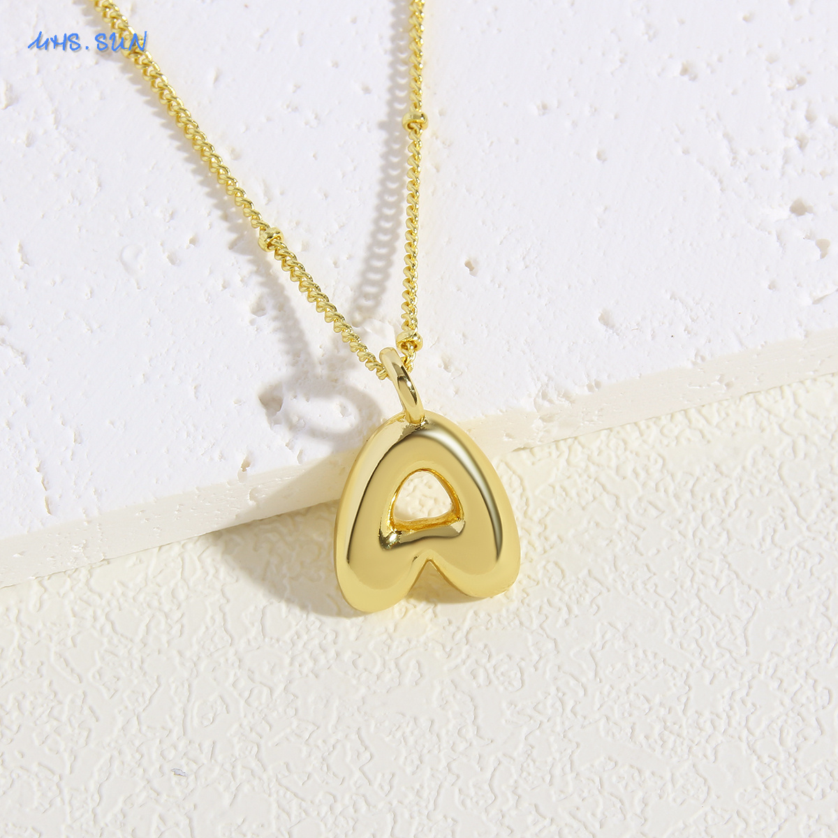 MHS.sole Nuovo carino ottavino palloncino a bolle collana iniziale colore oro mini paffuto 26 lettere dell'alfabeto collana con ciondolo gioielli regali