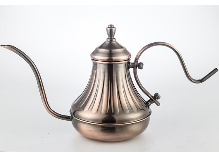 Coffee Kettle Stainless Steel Pour over Gooseneck Kettle Hand Drip Tea Pot with Long Slender Spout Coffee Drip Kettle Pot: Bronze  650ml