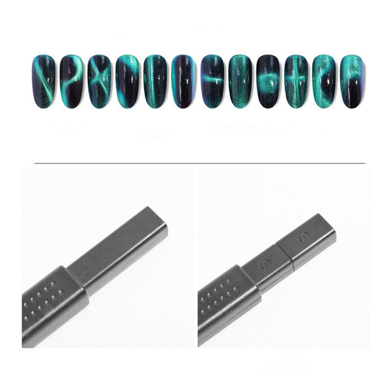 Nail Art Magnet Stick Board for Gel Varnish 9D Cat's Eye Line Strip Effect Square Round Shape Strong Magnetic Nail Tool