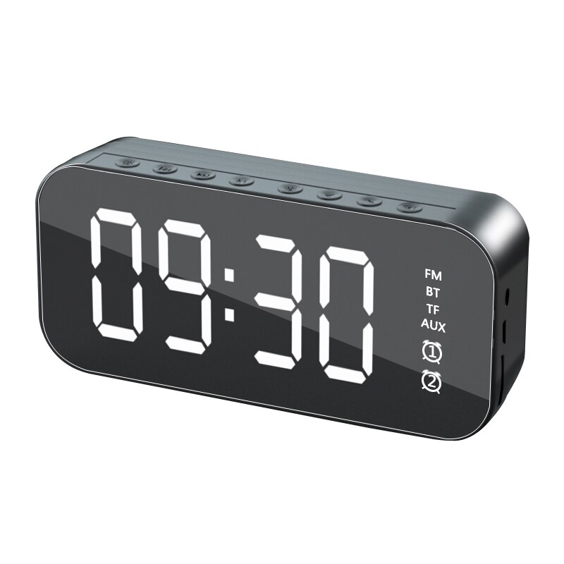 Multifunction LED Digital Dual Alarm Clock Bluetooth Speaker With FM Radio LED Mirror Wireless Music Player Snooze Temperature: 3