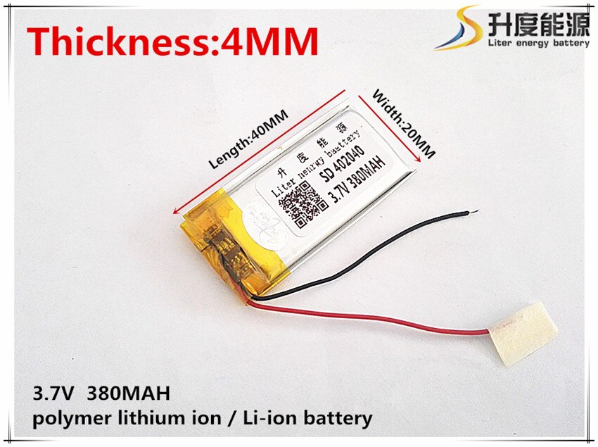 3.7v lithium-polymer-akkus (li-po, li-ion) 402040 380 mah für  mp3 mp4 mp5 gps-, psp- und bluetooth-fähige mobilgeräte