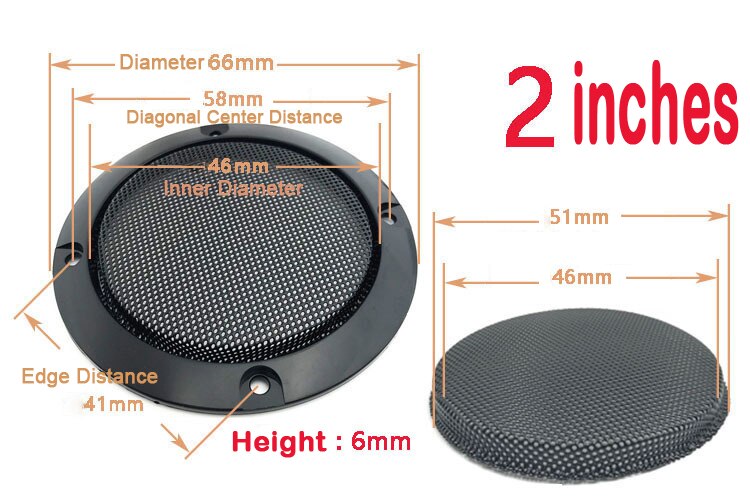 2Pcs 2/3 Inch Speaker Net Cover High-grade Car home mesh enclosure speakers Plastic Frame Metal iron wire Grilles Speaker