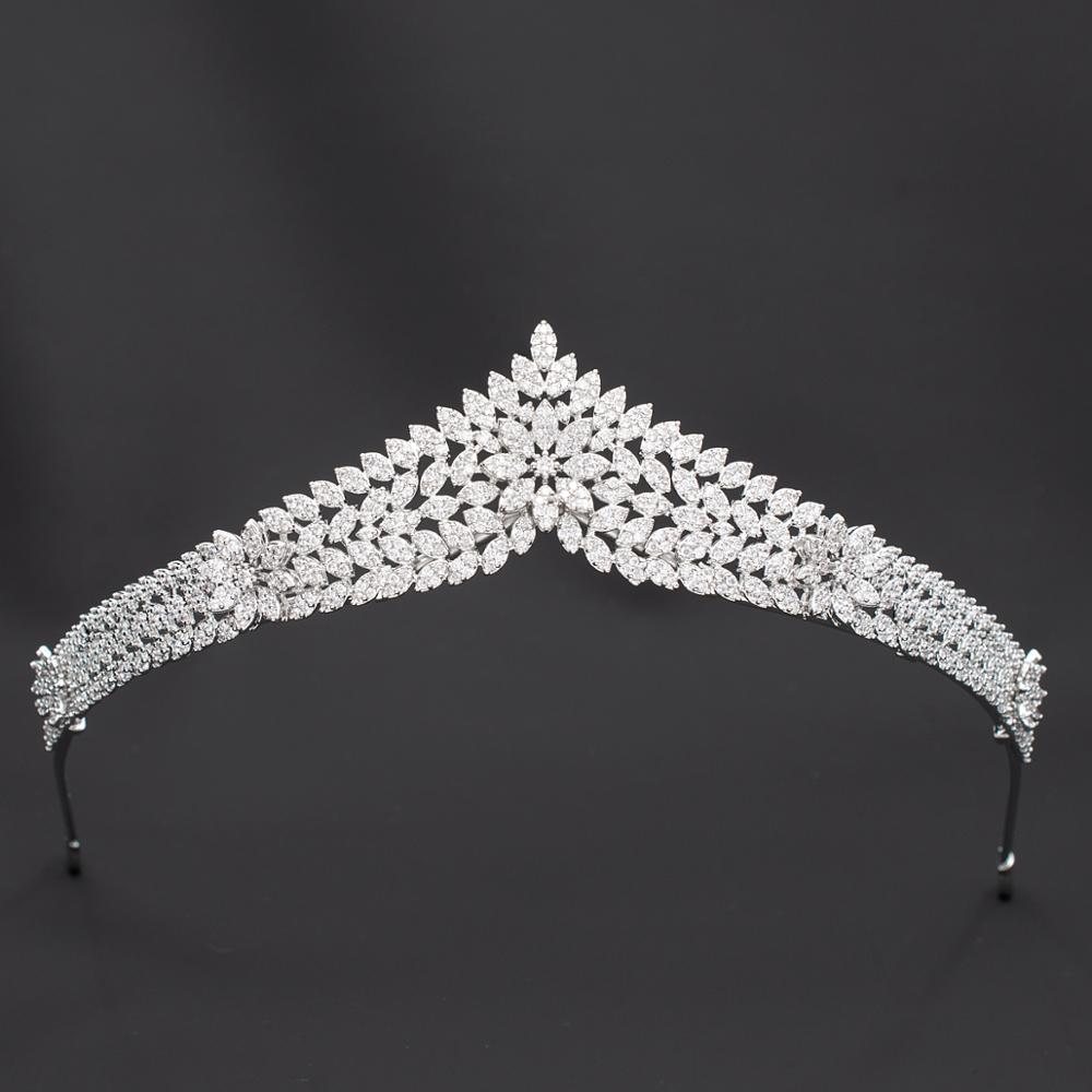 Diadema de circonita cúbica princesa flor Tiara real para la Boda nupcial accesorios de joyería para el cabello accesorios para el cabello CH10145