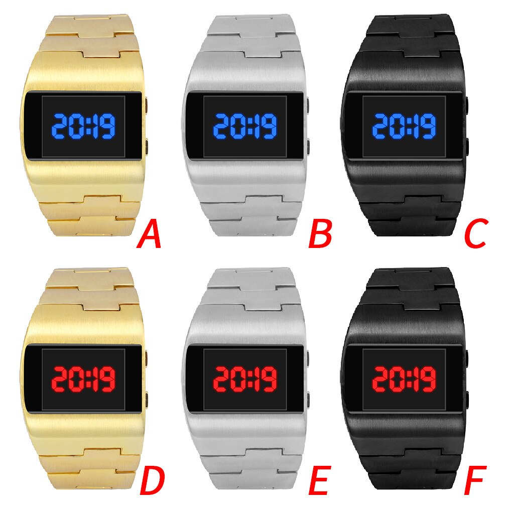 OTOKY Watch Men's Cool Handsome Steel Band Monochrome Digital Electronic Quartz Watch Valentine's Day часыDG
