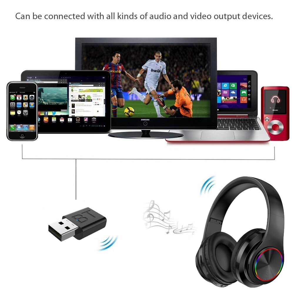 Bluetooth Tv Headset, Hifi Bluetooth Hoofdtelefoon Diepe Bas Draadloze Tv Hoofdtelefoon Met Zender Stick Voor Tv Computer Telefoon