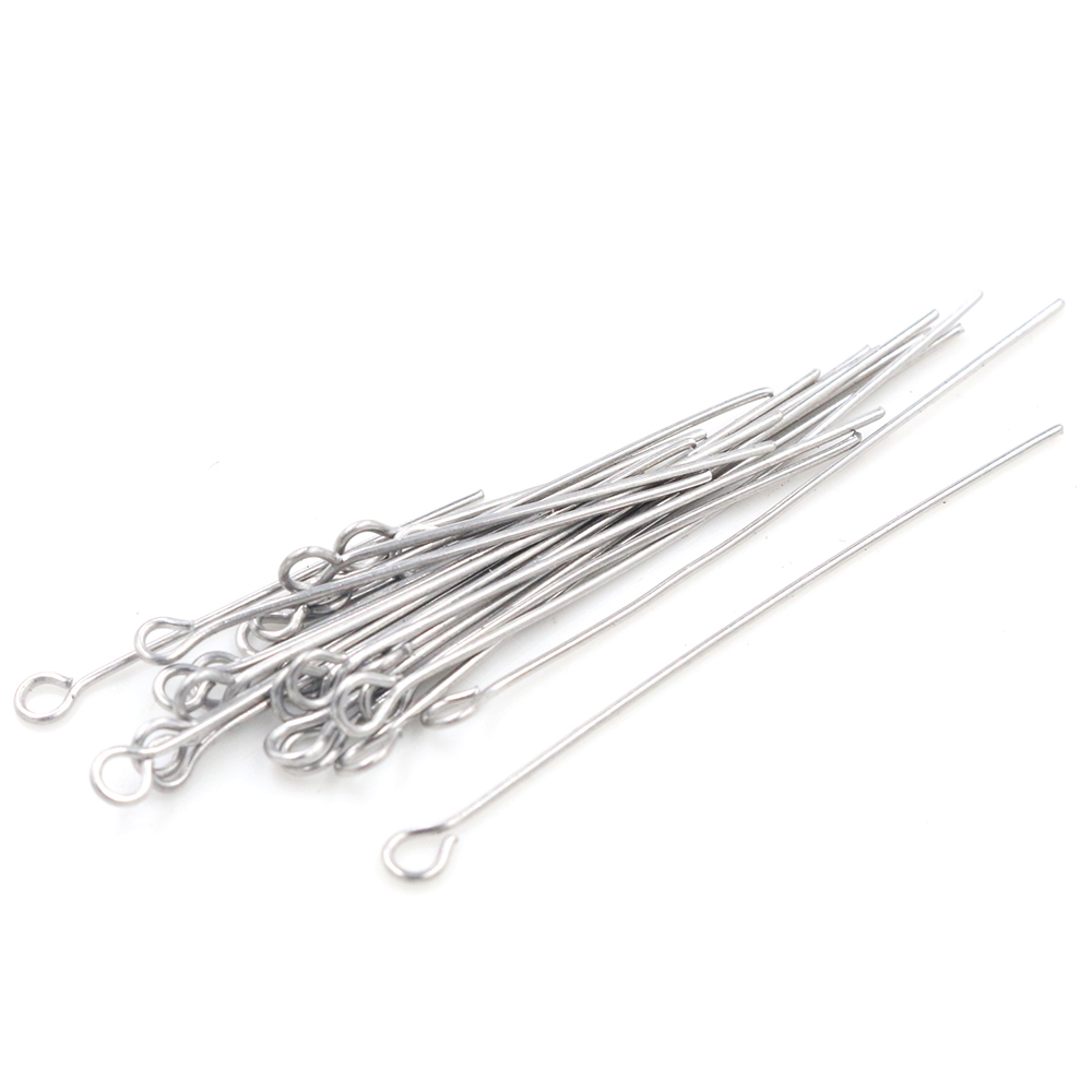 No Fade 100pcs/Lot 20 30 35 40 70 mm Stainless steel Eye Pins Findings Eye Head Pins For Jewelry Making DIY Supplies Accessories
