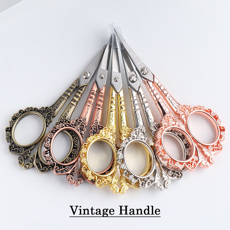 Tijeras para uñas estilo Retro, cortador de pelo de cejas y nariz, tijeras pequeñas de oro rosa para manicura, herramientas de maquillaje JI1852