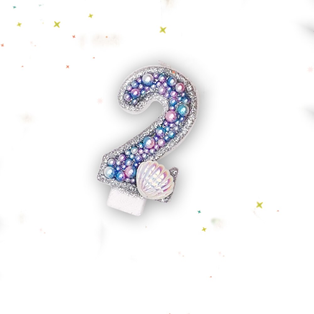Havfrue hav tema bursdag stearinlys digital håndlaget perleskall bryllup bursdag cupcake bakeutstyr dekorasjon favor.: 2