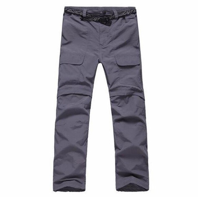 Removable Summer Hiking Pants Men Quick Dry Breathe Outdoor Pants For Hiking Camping Leisure Travel Sports Trousers: gray / XL