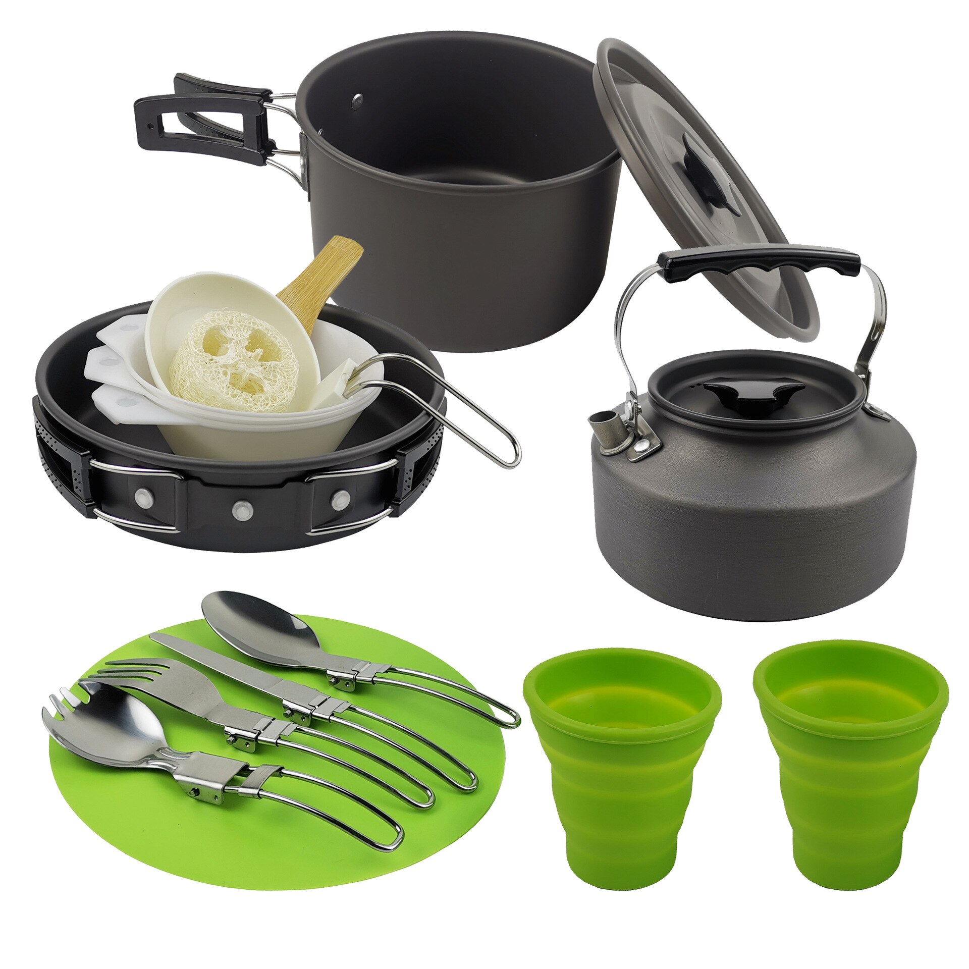 Outdoor Camping Theepot Set Pot Met Servies Bergbeklimmen Camping 2-3 Draagbare Potten