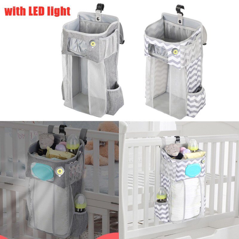 LED Nacht Licht BPA FREI Baby Lagerung Organizer Krippe Hängen Lagerung Tasche Caddie Organizer für Baby Bettwäsche einstellen Windel Lagerung tasche